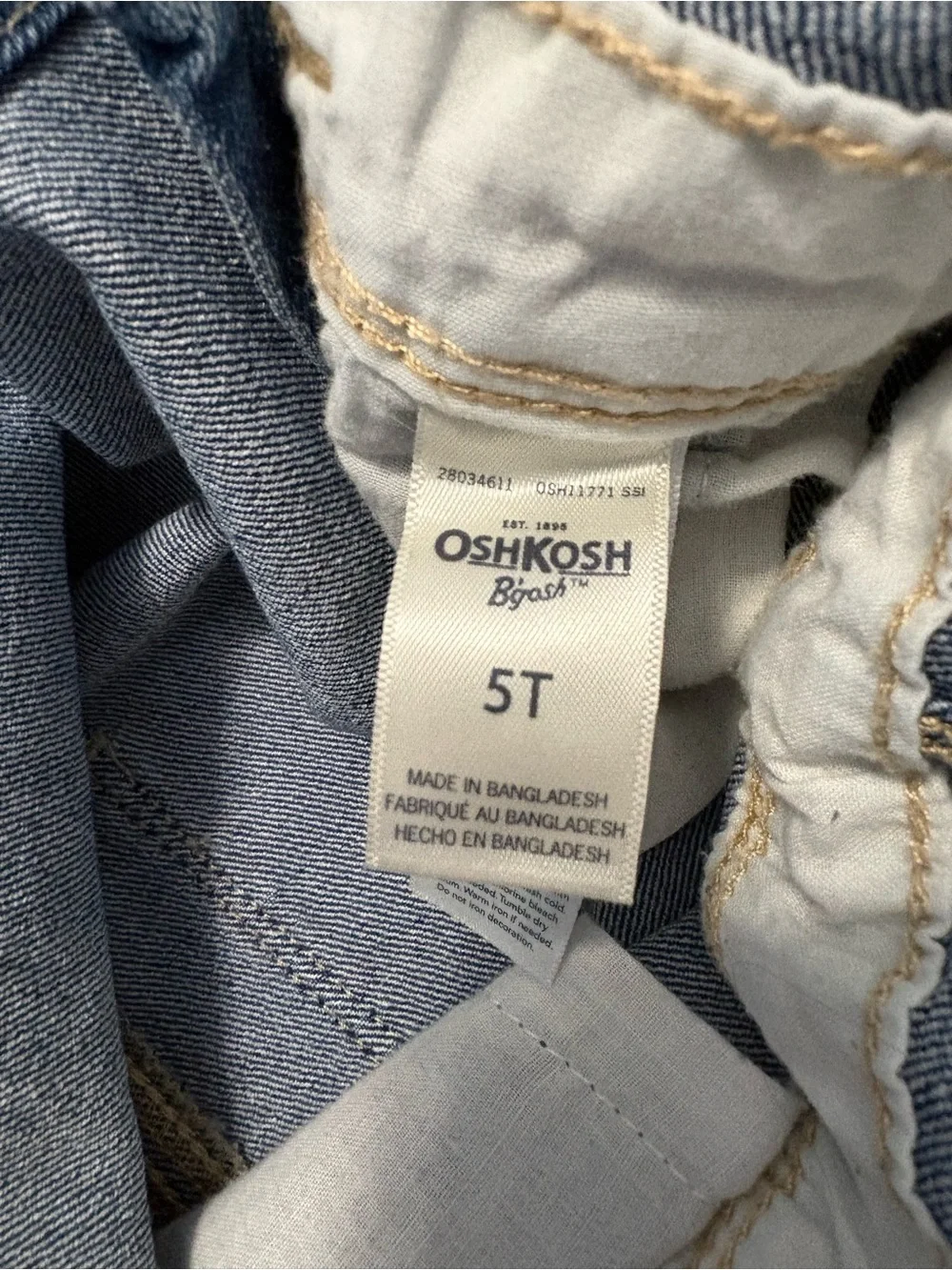 OshKosh B'gosh Kids' Dark Blue Denim Overalls Girls